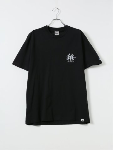 【大きいサイズ】ファナティクス MLB Tシャツ メンズ 半袖 クルーネック 綿 コットン 胸ポケット オーバーラッピング 刺繍