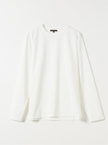 Tシャツ メンズ 長袖 ストレッチ クルーネック 幾何学 リンクス ジャガード