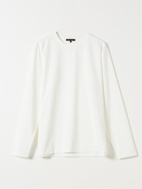 Tシャツ メンズ 長袖 ストレッチ クルーネック 幾何学 リンクス ジャガード
