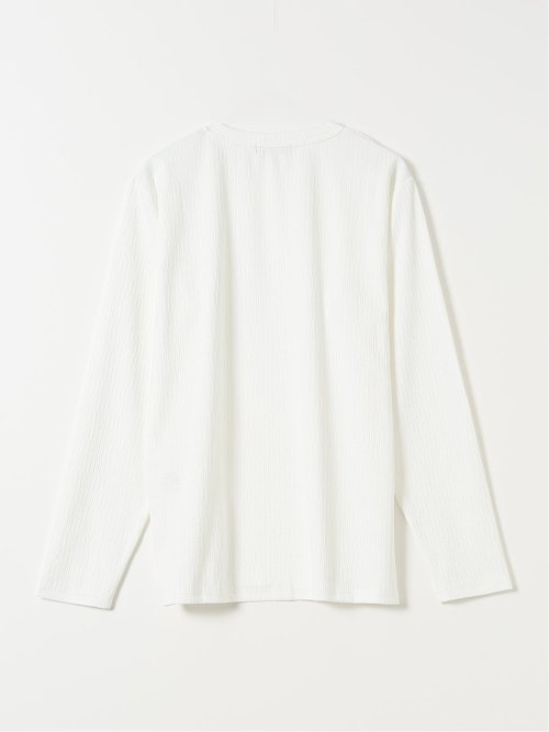 Tシャツ メンズ 長袖 ストレッチ クルーネック 幾何学 リンクス ジャガード