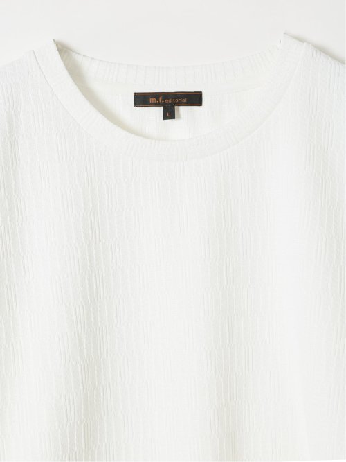 Tシャツ メンズ 長袖 ストレッチ クルーネック 幾何学 リンクス ジャガード