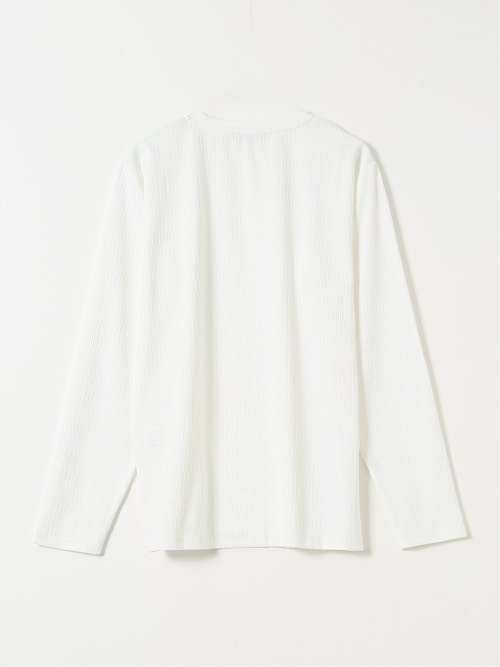 Tシャツ メンズ 長袖 ストレッチ クルーネック 幾何学 リンクス ジャガード