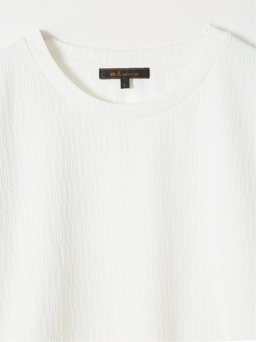 Tシャツ メンズ 長袖 ストレッチ クルーネック 幾何学 リンクス ジャガード