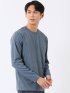 Tシャツ メンズ 長袖 ストレッチ クルーネック 幾何学 リンクス ジャガード