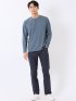 Tシャツ メンズ 長袖 ストレッチ クルーネック 幾何学 リンクス ジャガード