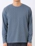 Tシャツ メンズ 長袖 ストレッチ クルーネック 幾何学 リンクス ジャガード