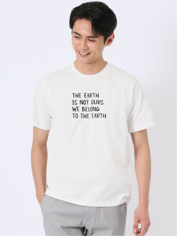 綿天竺 メッセージ ロゴ クルーネック 半袖 Tシャツ