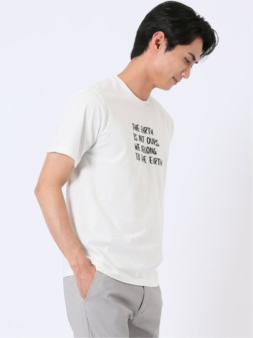 綿天竺 メッセージ ロゴ クルーネック 半袖 Tシャツ