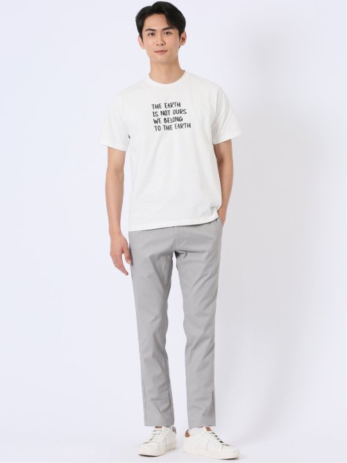 綿天竺 メッセージ ロゴ クルーネック 半袖 Tシャツ