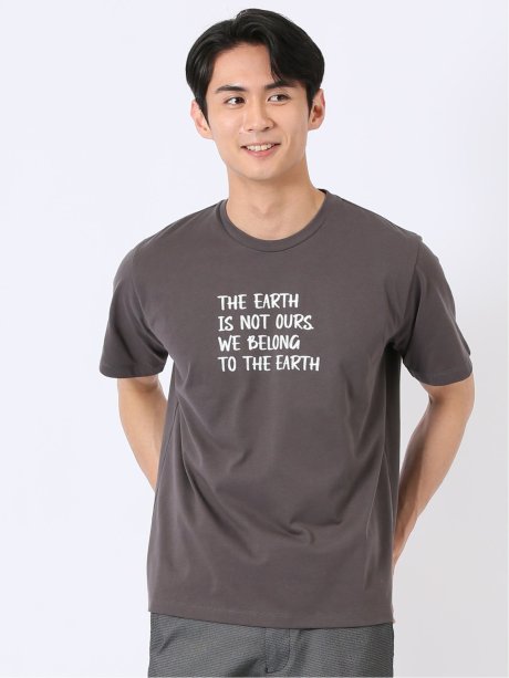 綿天竺 メッセージ ロゴ クルーネック 半袖 Tシャツ