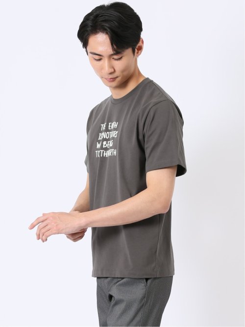 綿天竺 メッセージ ロゴ クルーネック 半袖 Tシャツ