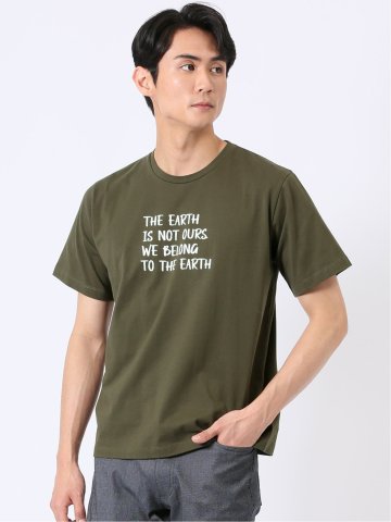 綿天竺 メッセージ ロゴ クルーネック 半袖 Tシャツ