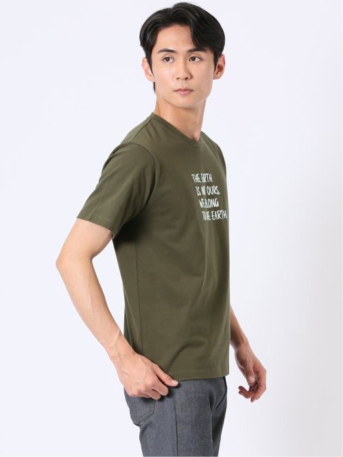 綿天竺 メッセージ ロゴ クルーネック 半袖 Tシャツ