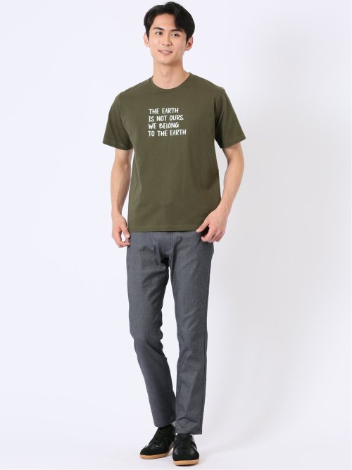 綿天竺 メッセージ ロゴ クルーネック 半袖 Tシャツ