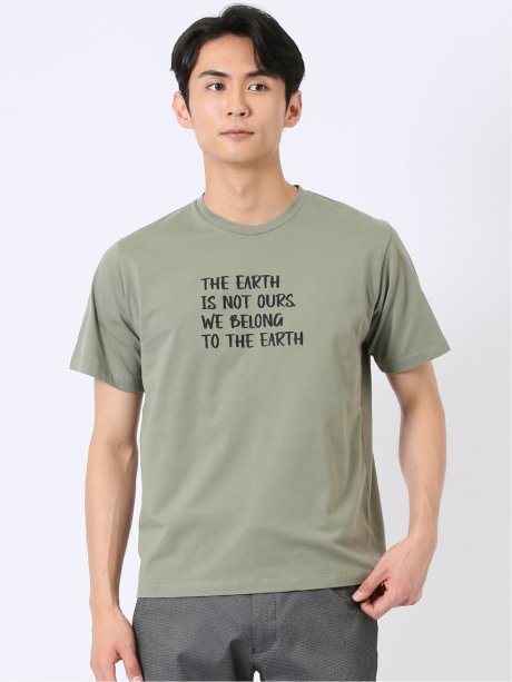 綿天竺 メッセージ ロゴ クルーネック 半袖 Tシャツ