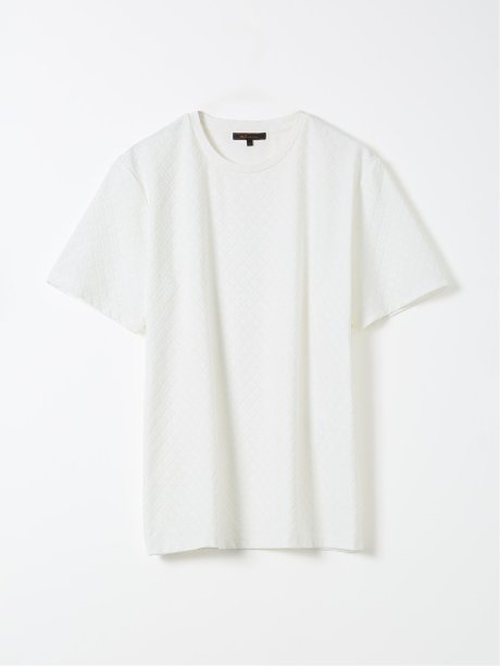 Tシャツ メンズ 半袖 クルーネック ジャガード ダイヤ柄