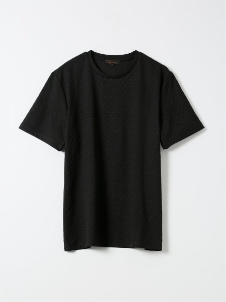 Tシャツ メンズ 半袖 クルーネック ジャガード ダイヤ柄