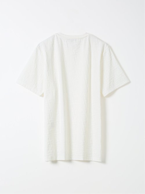 Tシャツ メンズ 半袖 ストレッチ Vネック ジャガード 幾何学柄
