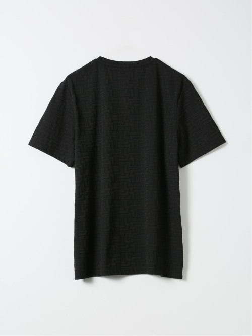 Tシャツ メンズ 半袖 ストレッチ Vネック ジャガード 幾何学柄