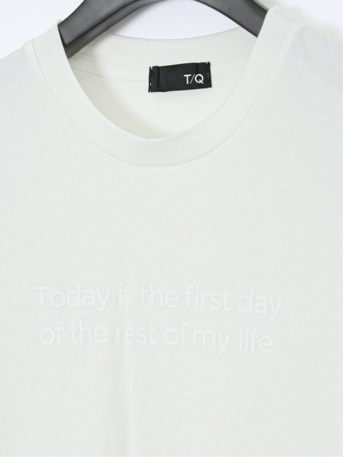 綿天竺 メッセージロゴ クルーネック長袖Tシャツ