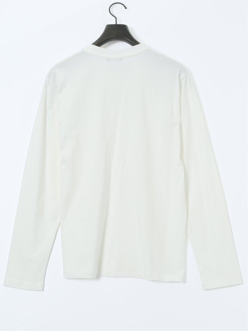 綿天竺 メッセージロゴ クルーネック長袖Tシャツ