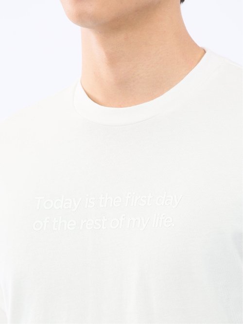 綿天竺 メッセージロゴ クルーネック長袖Tシャツ