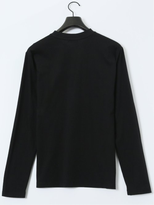 綿天竺 メッセージロゴ クルーネック長袖Tシャツ