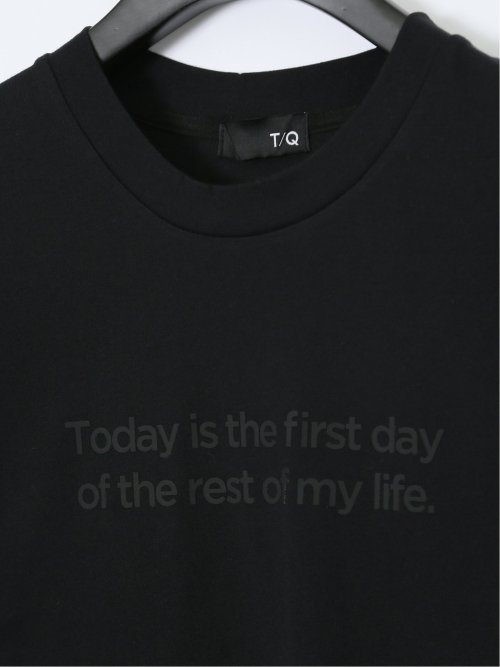 綿天竺 メッセージロゴ クルーネック長袖Tシャツ