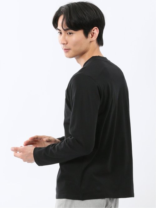 綿天竺 メッセージロゴ クルーネック長袖Tシャツ