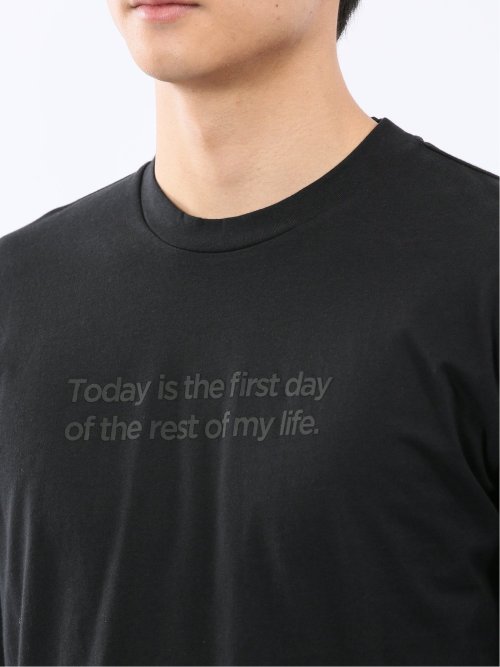 綿天竺 メッセージロゴ クルーネック長袖Tシャツ