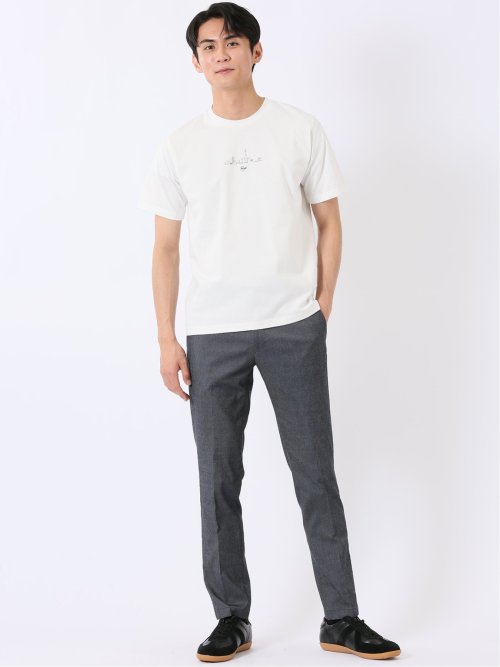 綿天竺 グラフィック プリント クルーネック 半袖 Tシャツ