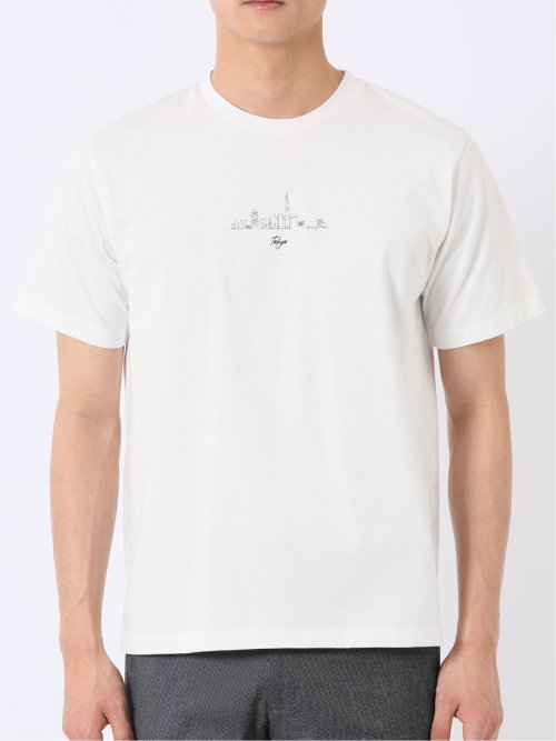 綿天竺 グラフィック プリント クルーネック 半袖 Tシャツ