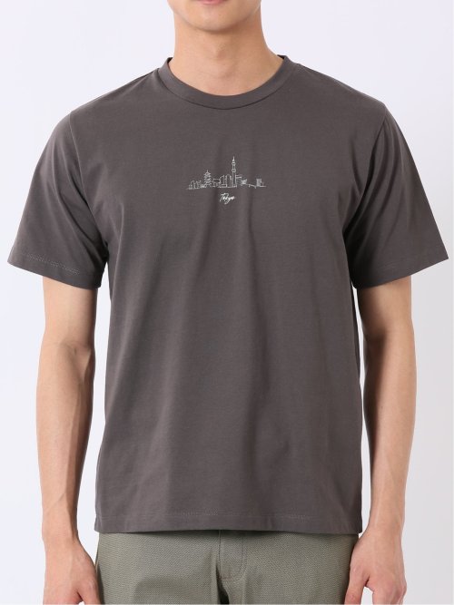 綿天竺 グラフィック プリント クルーネック 半袖 Tシャツ