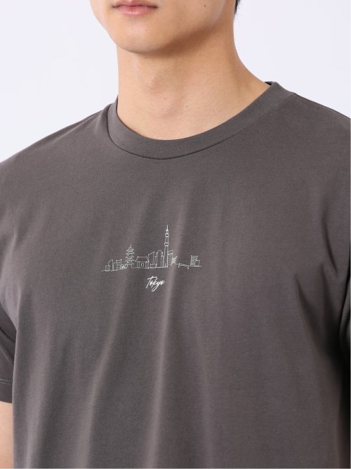 綿天竺 グラフィック プリント クルーネック 半袖 Tシャツ