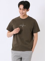 綿天竺 グラフィック プリント クルーネック 半袖 Tシャツ