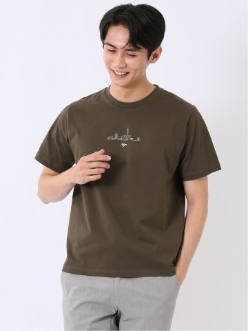 綿天竺 グラフィック プリント クルーネック 半袖 Tシャツ