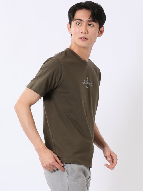 綿天竺 グラフィック プリント クルーネック 半袖 Tシャツ