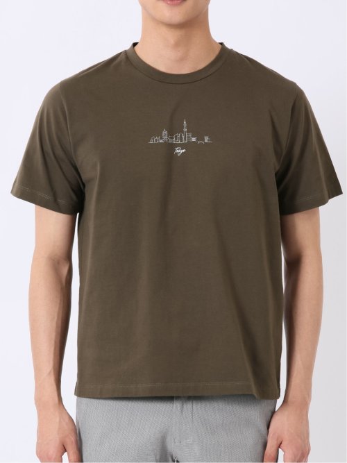 綿天竺 グラフィック プリント クルーネック 半袖 Tシャツ