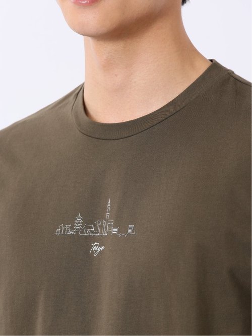 綿天竺 グラフィック プリント クルーネック 半袖 Tシャツ