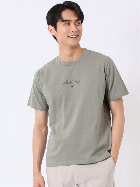 綿天竺 グラフィック プリント クルーネック 半袖 Tシャツ