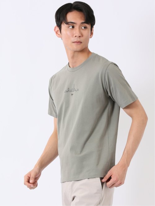 綿天竺 グラフィック プリント クルーネック 半袖 Tシャツ