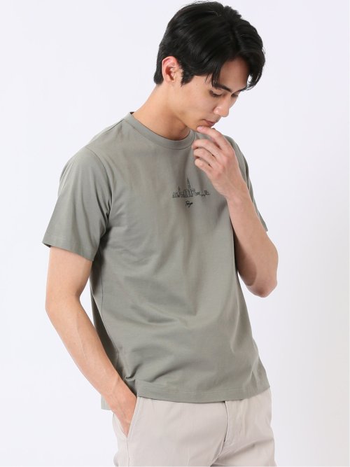 綿天竺 グラフィック プリント クルーネック 半袖 Tシャツ