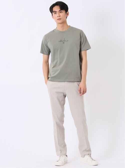 綿天竺 グラフィック プリント クルーネック 半袖 Tシャツ