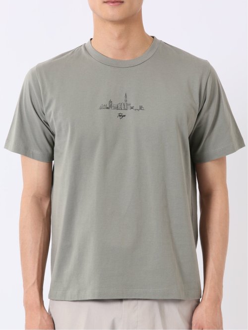 綿天竺 グラフィック プリント クルーネック 半袖 Tシャツ