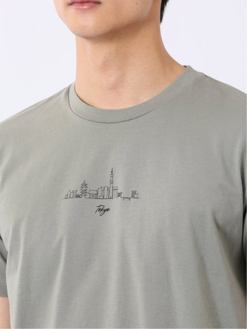 綿天竺 グラフィック プリント クルーネック 半袖 Tシャツ