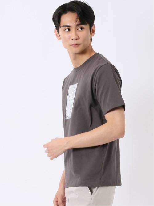 綿天竺 フォト プリント クルーネック 半袖 Tシャツ