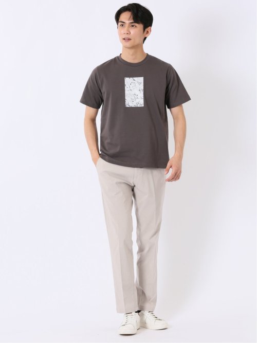 綿天竺 フォト プリント クルーネック 半袖 Tシャツ