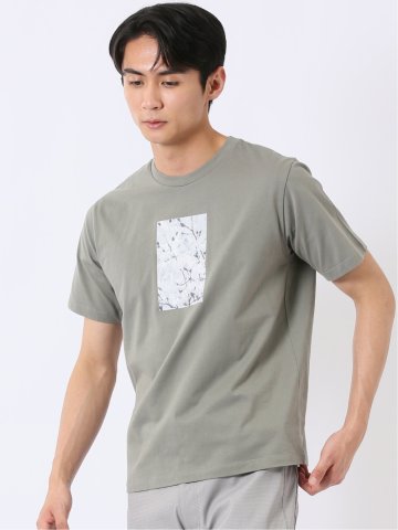 綿100% コットン 天竺 フォト プリント クルーネック 半袖 Tシャツ メンズ