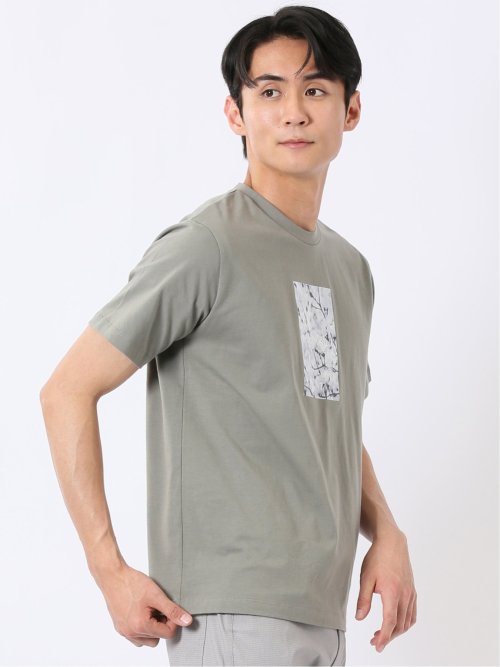 綿100% コットン 天竺 フォト プリント クルーネック 半袖 Tシャツ メンズ