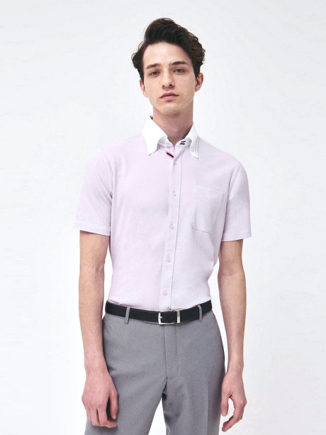 Biz 市松クレリックボタンダウン半袖カットシャツ M 12ピンク ビジネス シャツ ブラウス Taka Q Online Shop タカキューオンラインショップ 公式通販